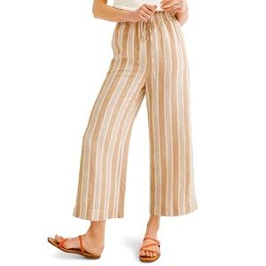 Madewell Earthen Sand Huston Linen Wide Leg Crop Pants - S